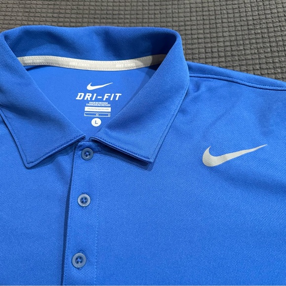 Nike Dri Fit Men’s Blue Polo Shirt Size Large Athletic Golf Tennis Performance - Picture 2 of 8